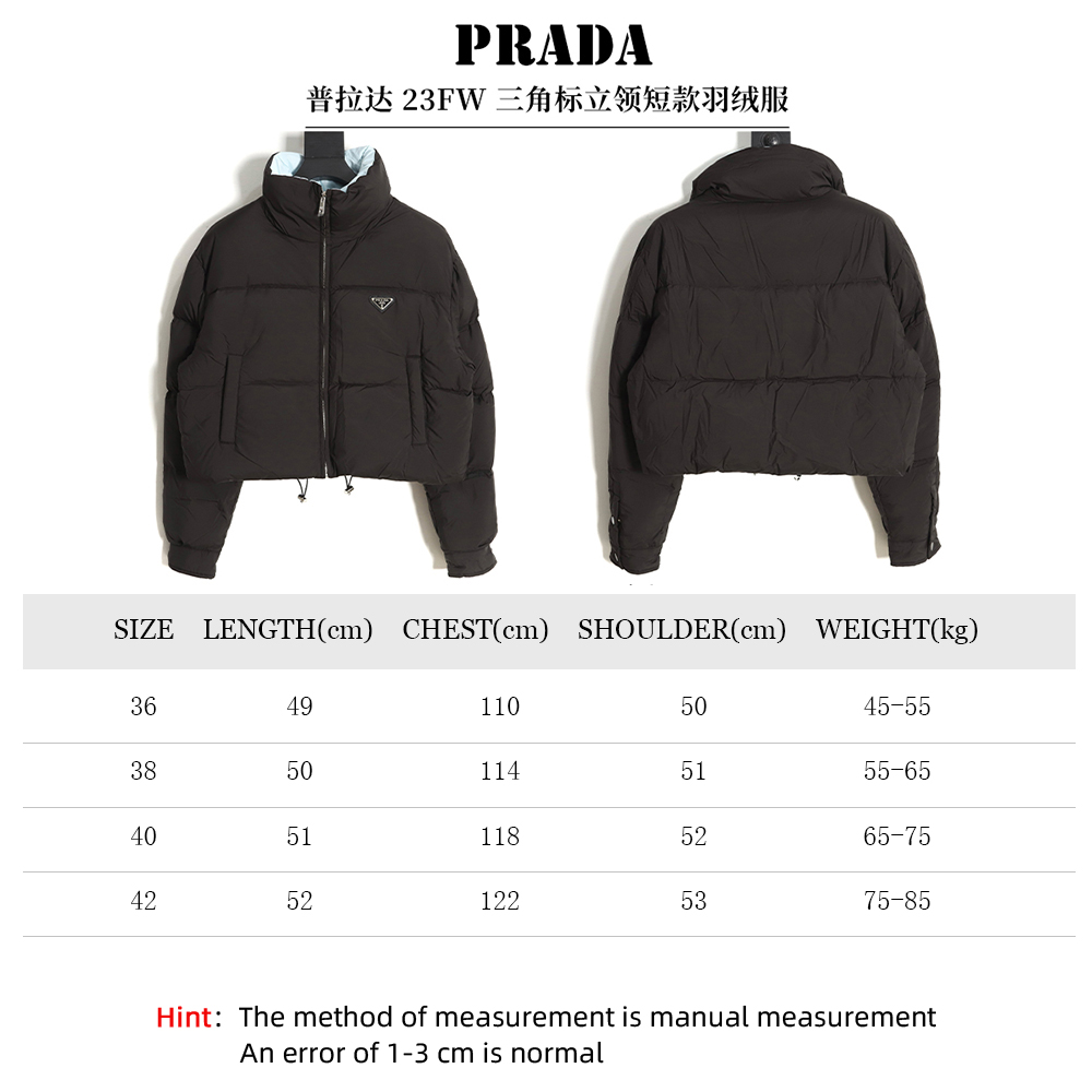 Pra*a inverted triangle stand collar short down jacket