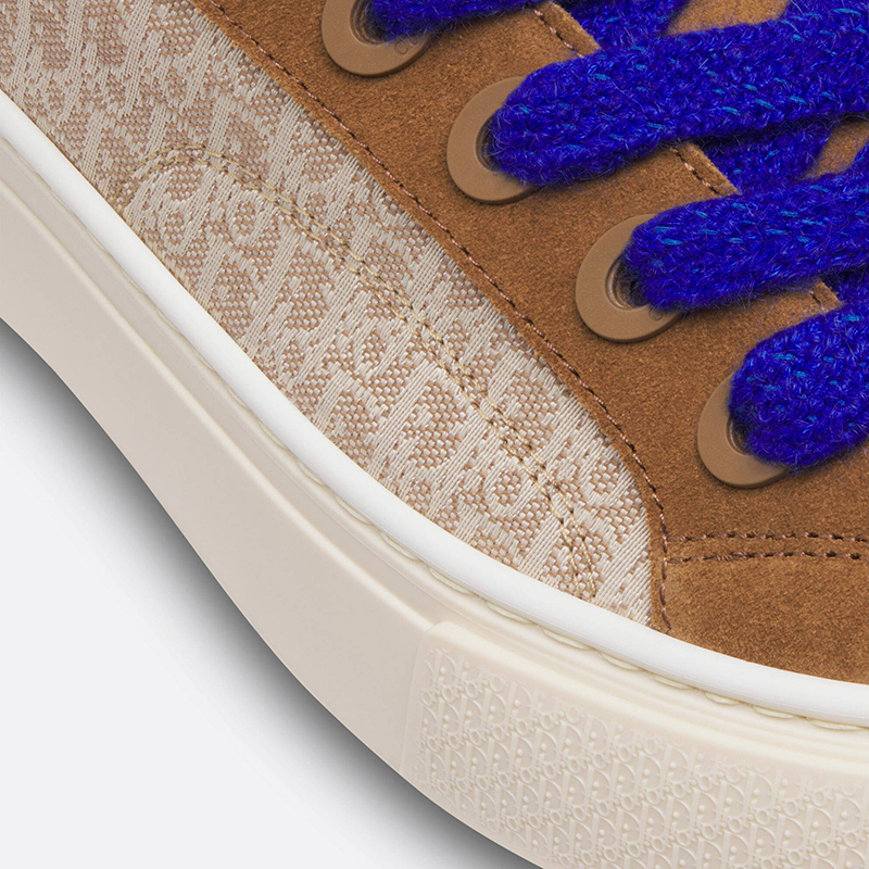 b33 sneaker brown and cream D*or oblique jacquard and brown suede