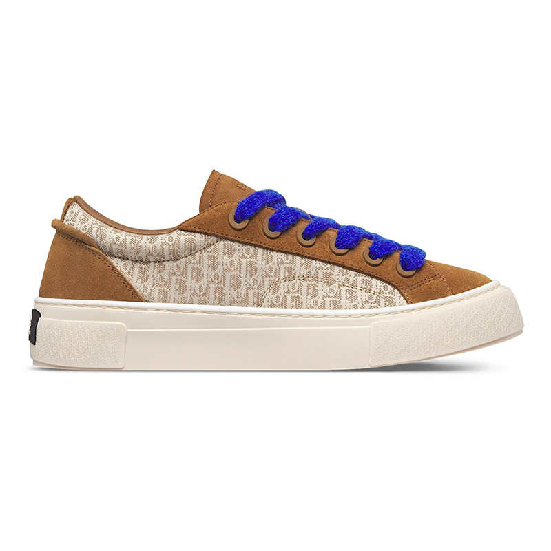 b33 sneaker brown and cream D*or oblique jacquard and brown suede