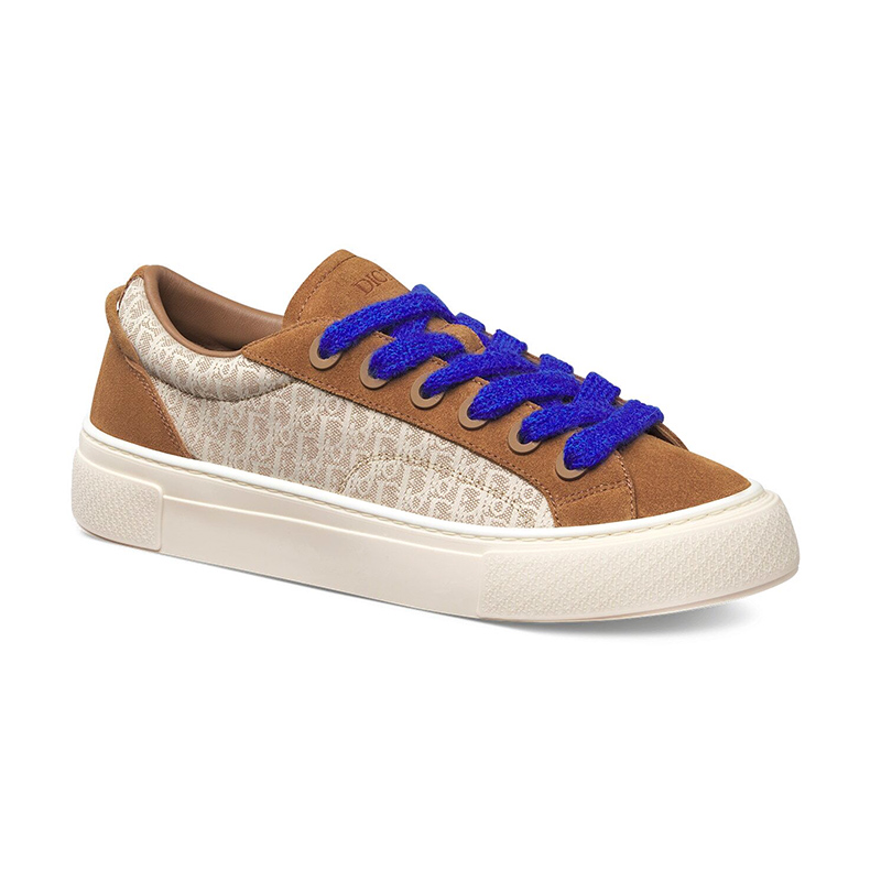 b33 sneaker brown and cream D*or oblique jacquard and brown suede