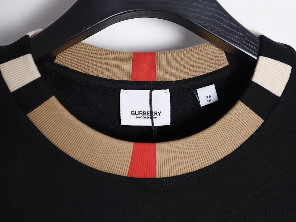 B**rry color block crew neck monogram embroidered long sleeve sweatshirt