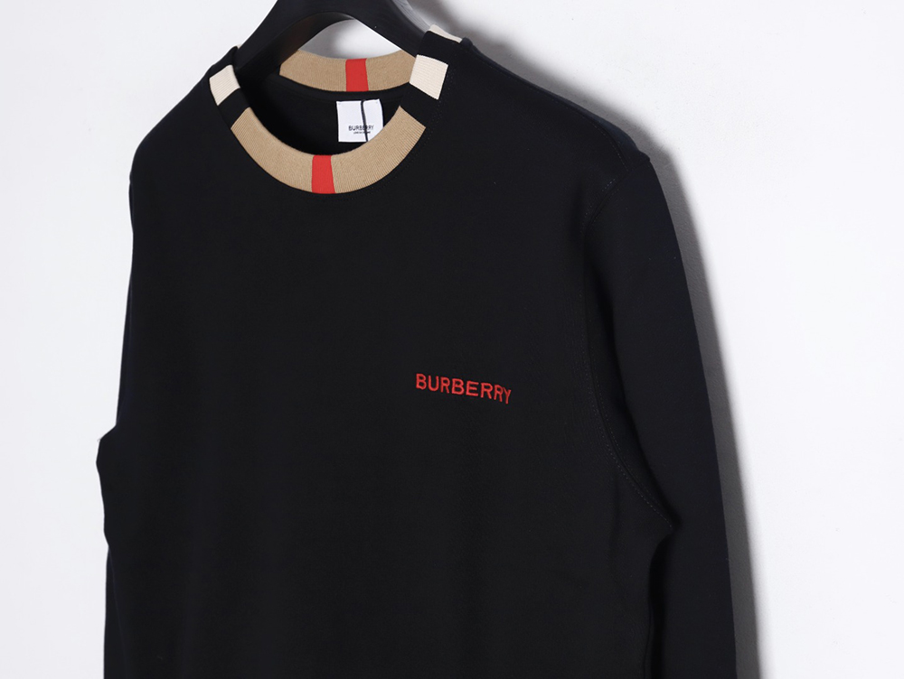 B**rry color block crew neck monogram embroidered long sleeve sweatshirt