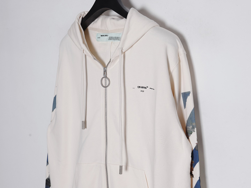 OFF-WHITE Monet oil painting printed zipper hoodie