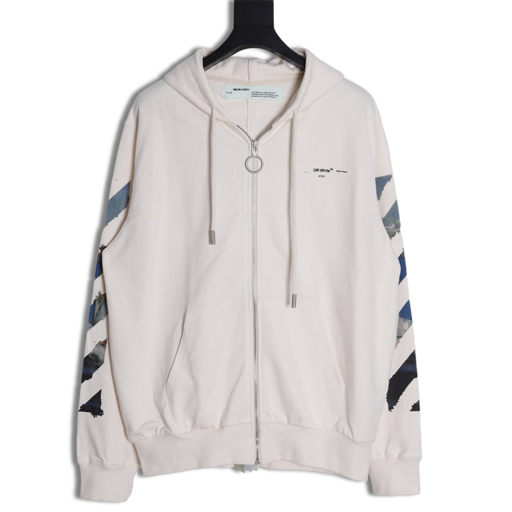 OFF-WHITE Monet oil painting printed zipper hoodie