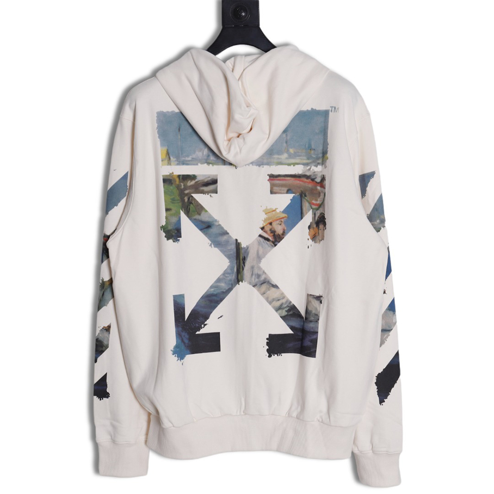 OFF-WHITE Monet oil painting printed zipper hoodie