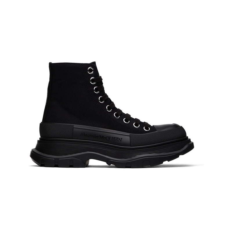 alexander M*Q*en black tread slick high sneakers