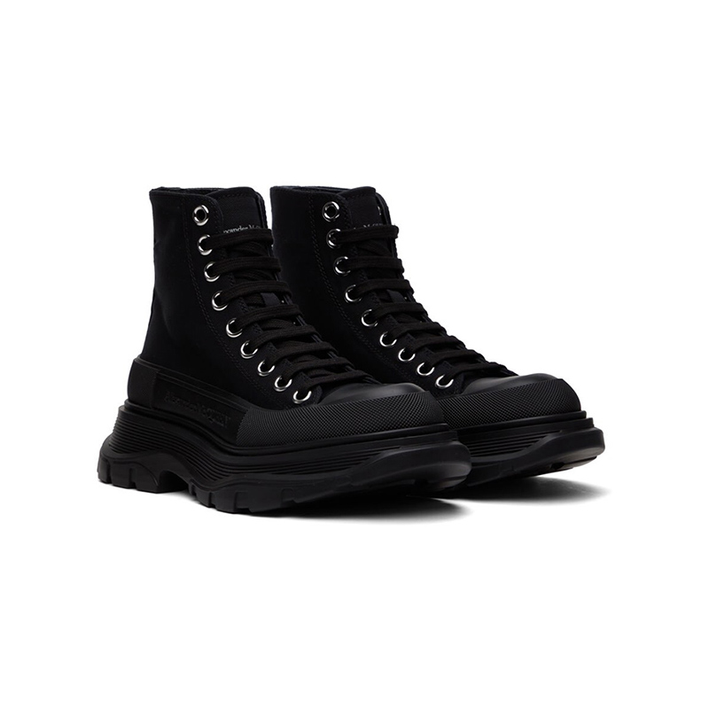 alexander M*Q*en black tread slick high sneakers