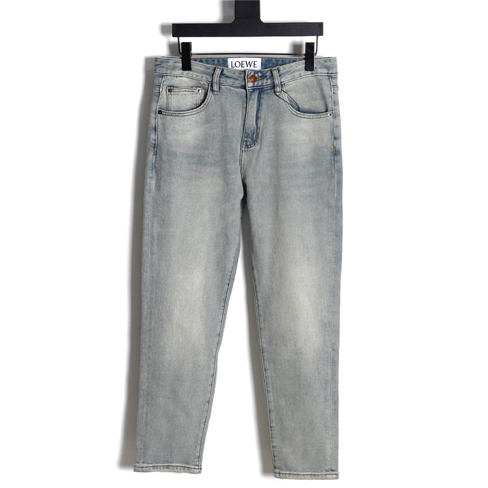 L0ew* glitch style embroidered logo jeans