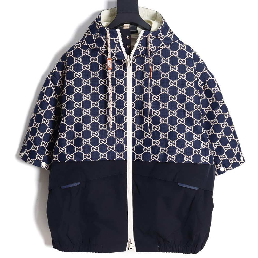 G*u*i new color block sleeve detachable hooded jacket