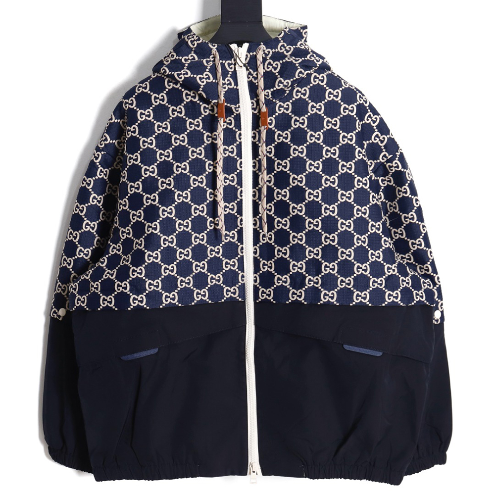 G*u*i new color block sleeve detachable hooded jacket