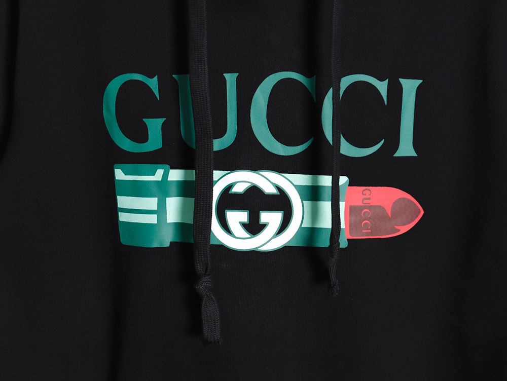 G*u*i lipstick print detachable hooded sweatshirt
