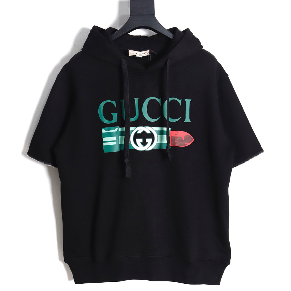 G*u*i lipstick print detachable hooded sweatshirt