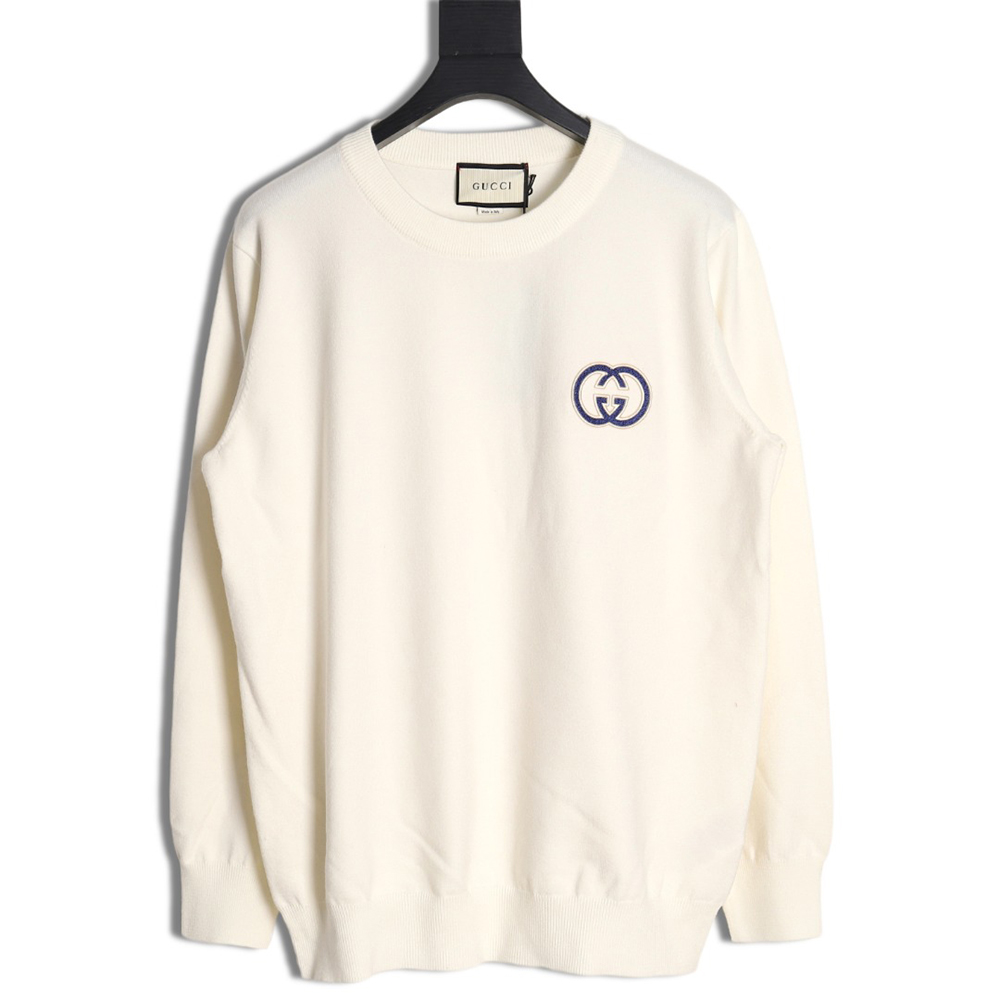G*u*i 23fw double g embroidered small logo knitted sweater