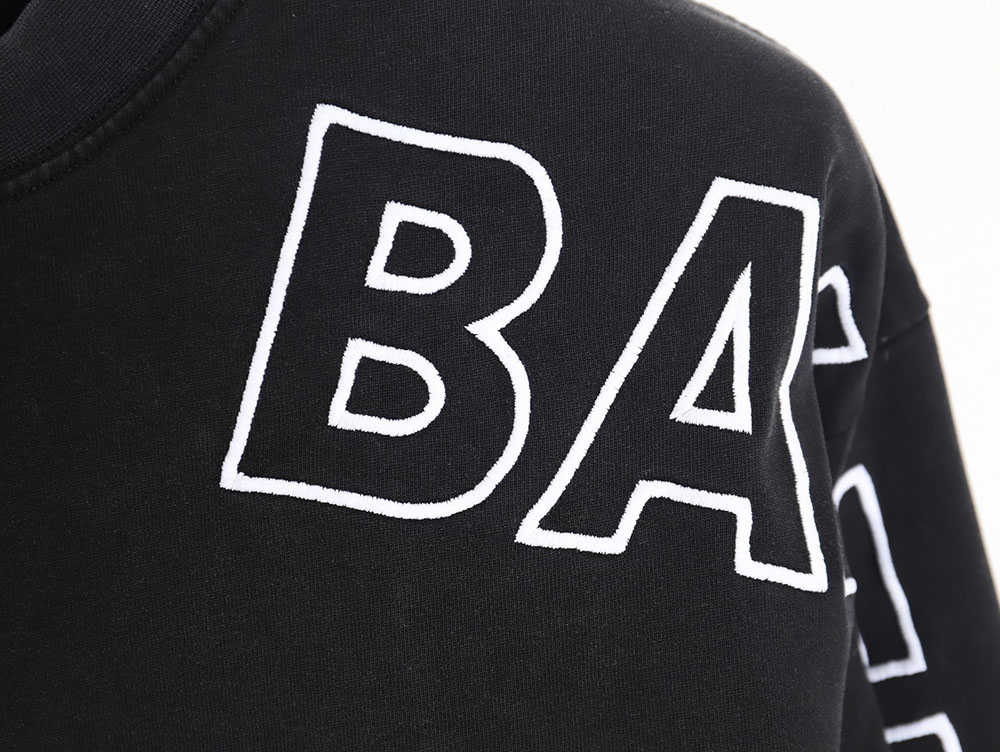 Ba*len*cia*ga 23ss washed distressed seamless embroidered letter long sleeves