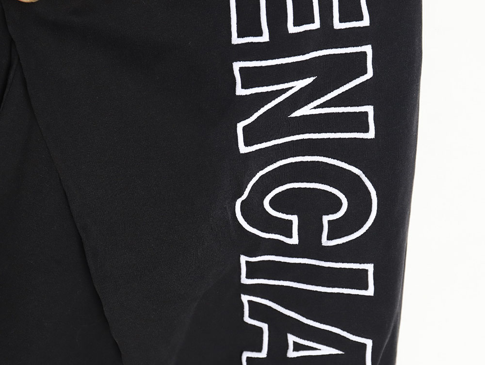 Ba*len*cia*ga 23ss washed distressed seamless embroidered letter long sleeves