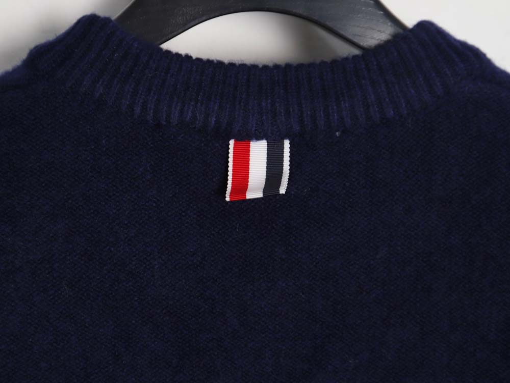 TB THOM BROWNE\THOM BROWNE TB 23ss new season product four stripes round neck pullover sweater_CM_1