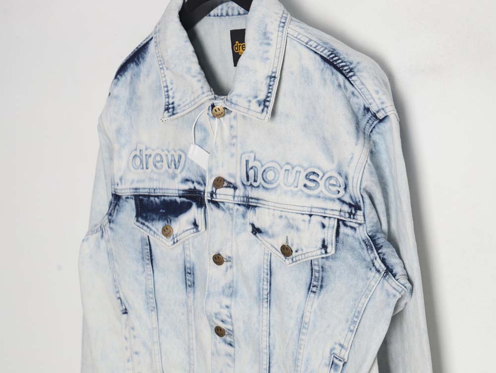 DREW House Mascot\Drew House 23Fw three-dimensional embossed smiley washed denim jacket