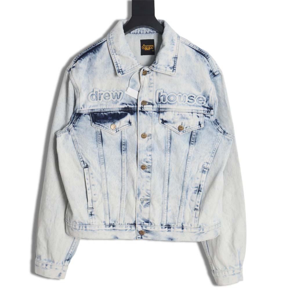 DREW House Mascot\Drew House 23Fw three-dimensional embossed smiley washed denim jacket