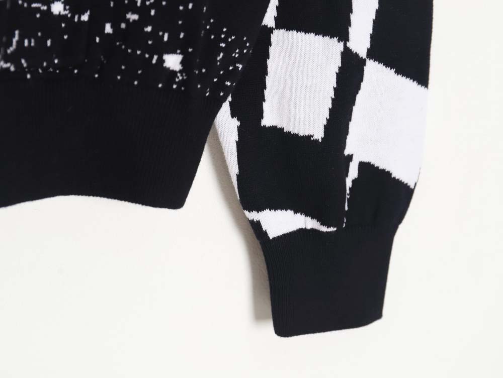 l0*is V*t0n lv l0*is V*t0n\l0*is V*t0n lv l0*is V*t0n 23fw patchwork pattern jacquard knitted hoodie