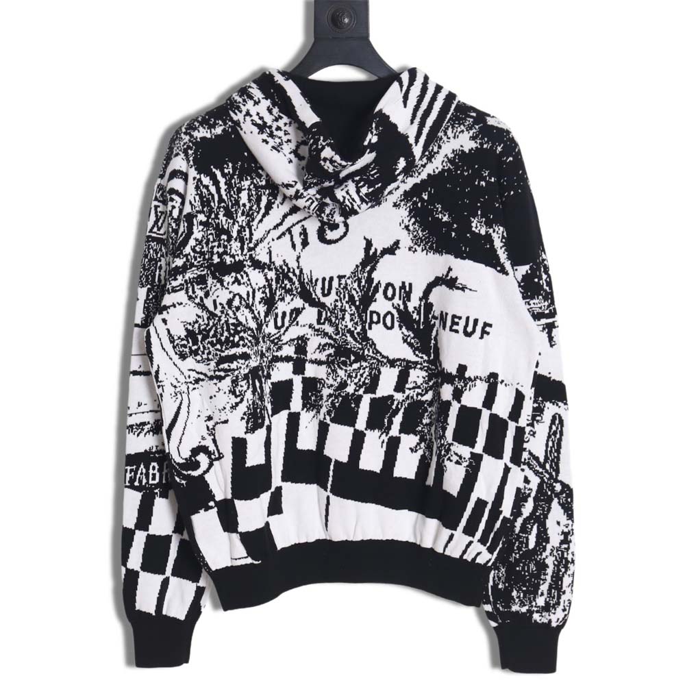 l0*is V*t0n lv l0*is V*t0n\l0*is V*t0n lv l0*is V*t0n 23fw patchwork pattern jacquard knitted hoodie