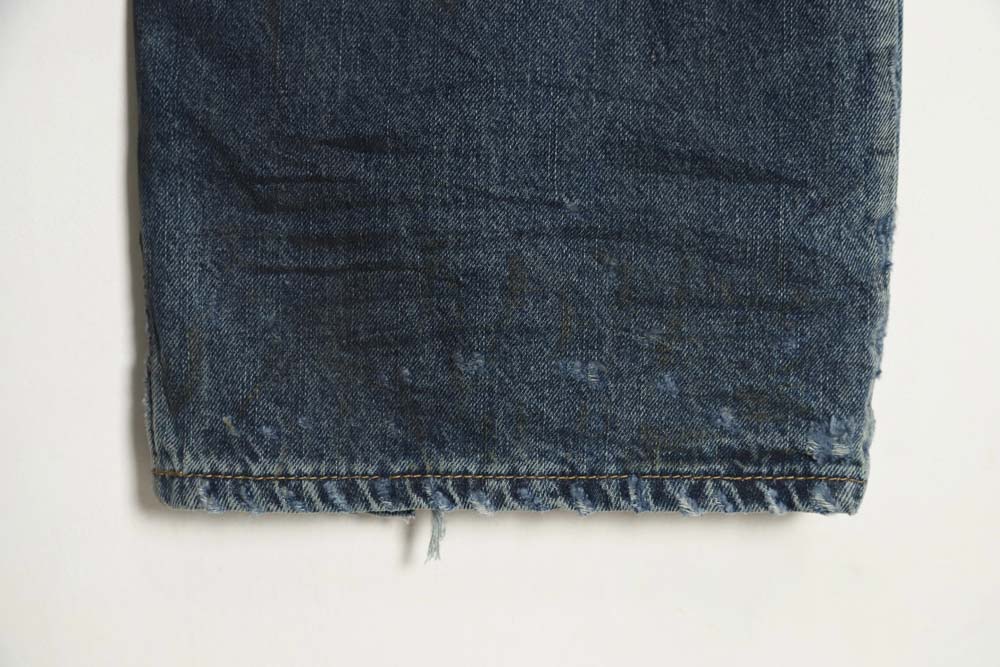 Ba*len*cia*ga 23fw machine style large damage pleated jeans