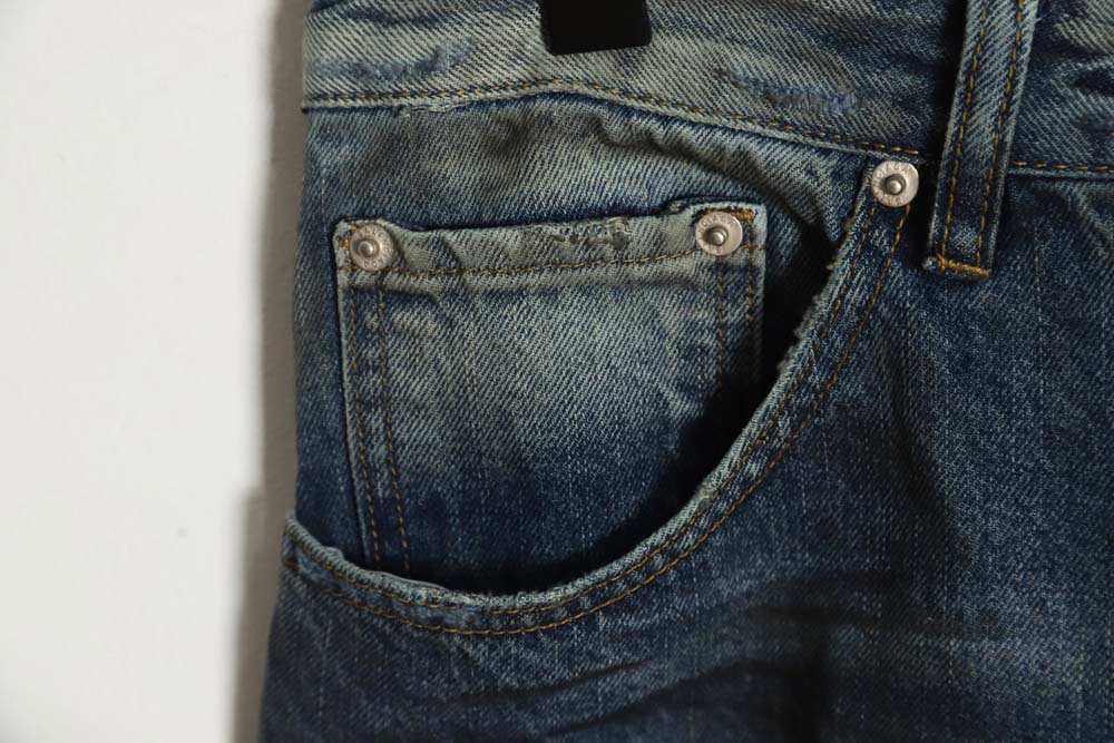 Ba*len*cia*ga 23fw machine style large damage pleated jeans