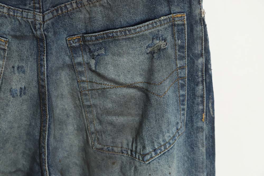 Ba*len*cia*ga 23fw machine style large damage pleated jeans