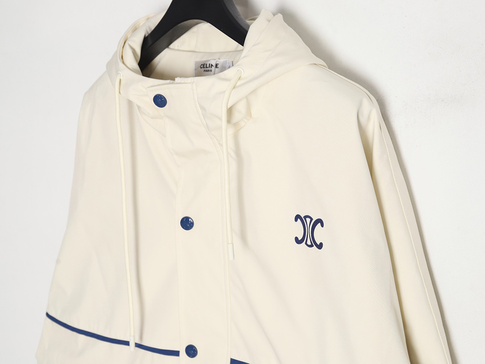 Ce**e embroidered slogan retro zipper windbreaker jacket