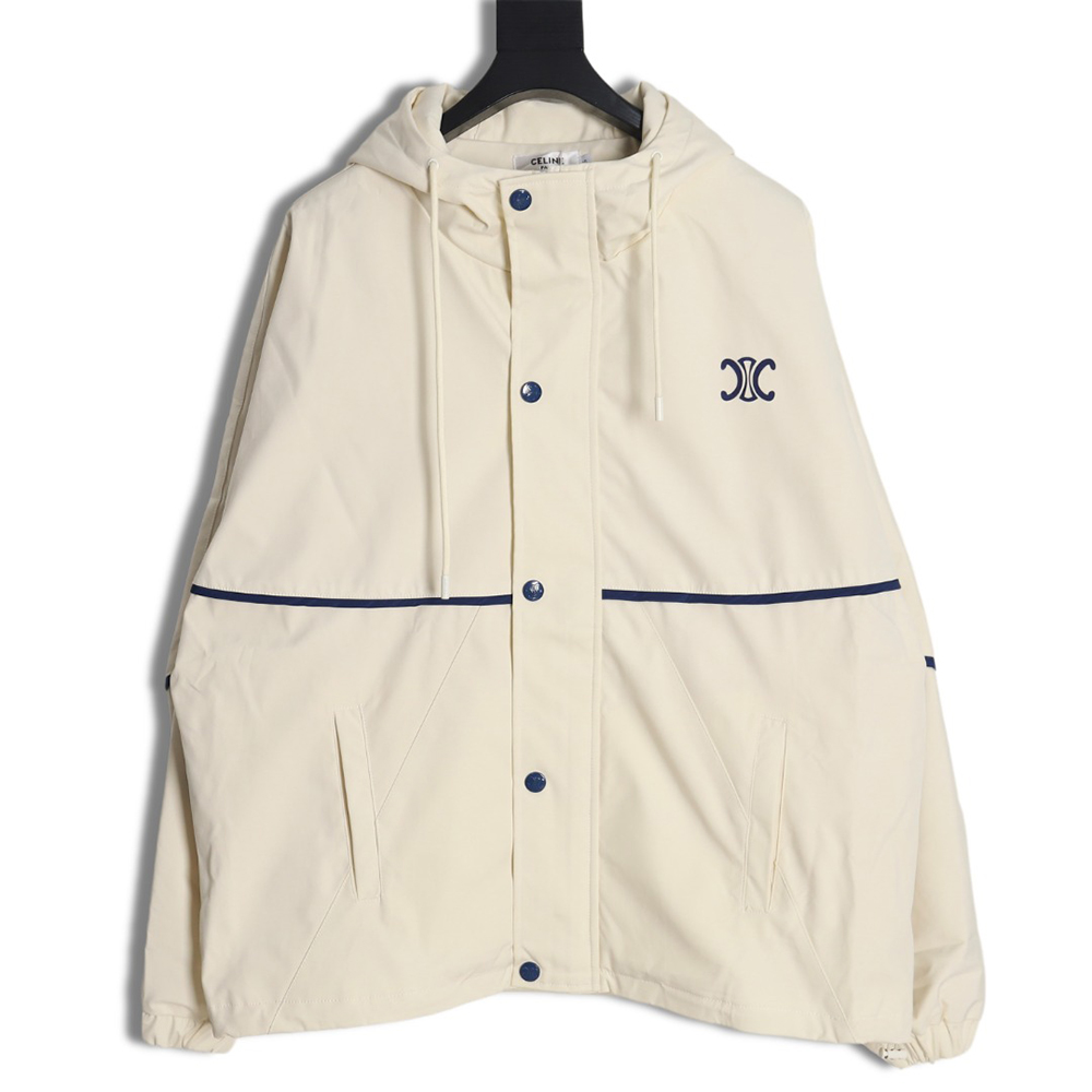 Ce**e embroidered slogan retro zipper windbreaker jacket