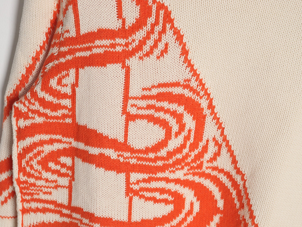 D*or 23fw orange space element jacquard embroidered crew neck sweater