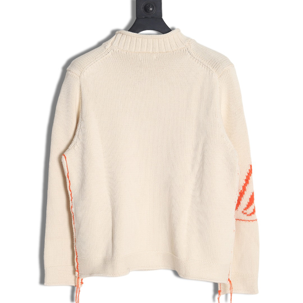 D*or 23fw orange space element jacquard embroidered crew neck sweater