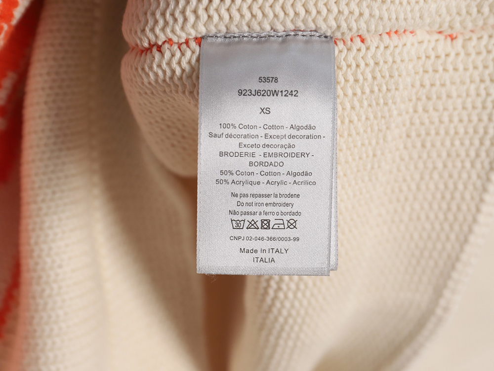 D*or 23fw orange space element jacquard embroidered crew neck sweater