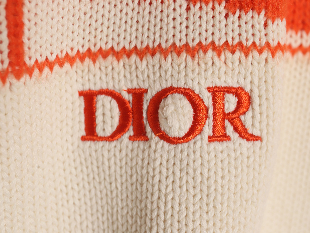 D*or 23fw orange space element jacquard embroidered crew neck sweater