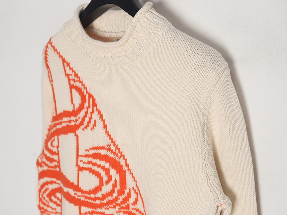 D*or 23fw orange space element jacquard embroidered crew neck sweater