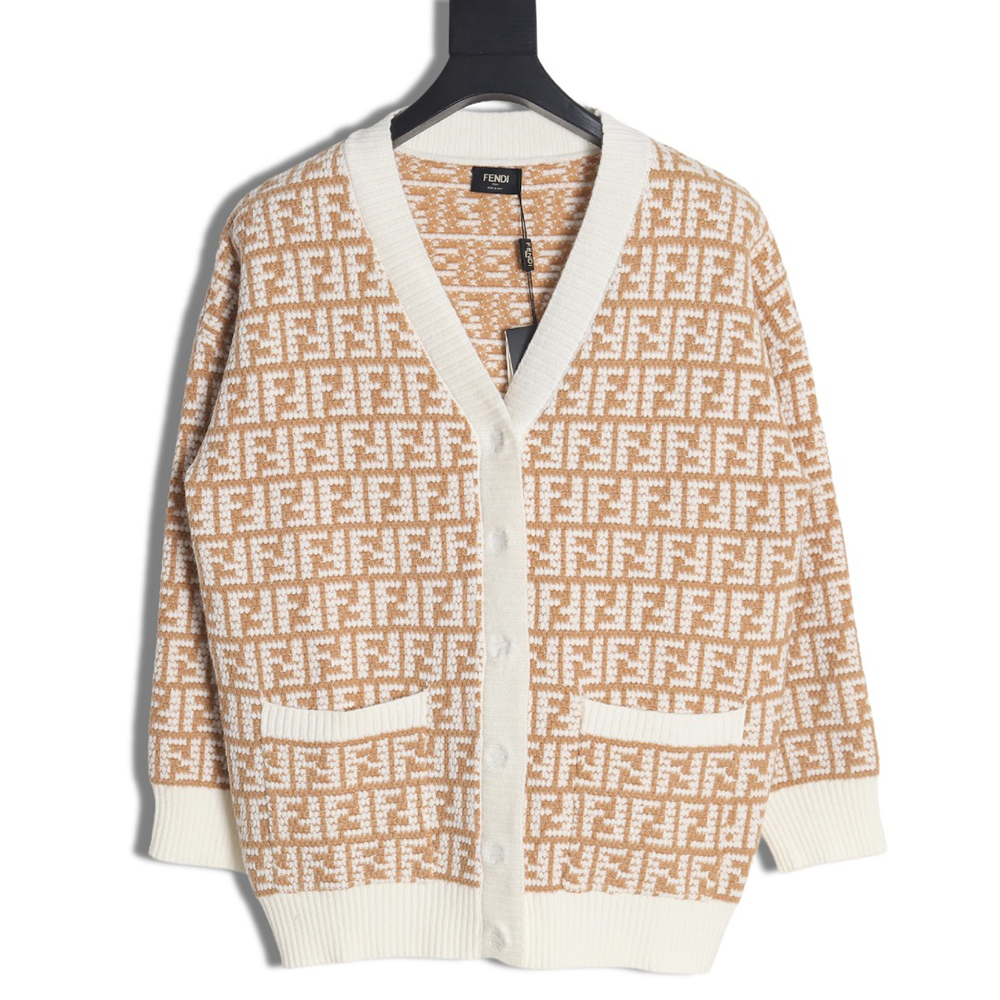 F**di 22fw double f jacquard cardigan sweater