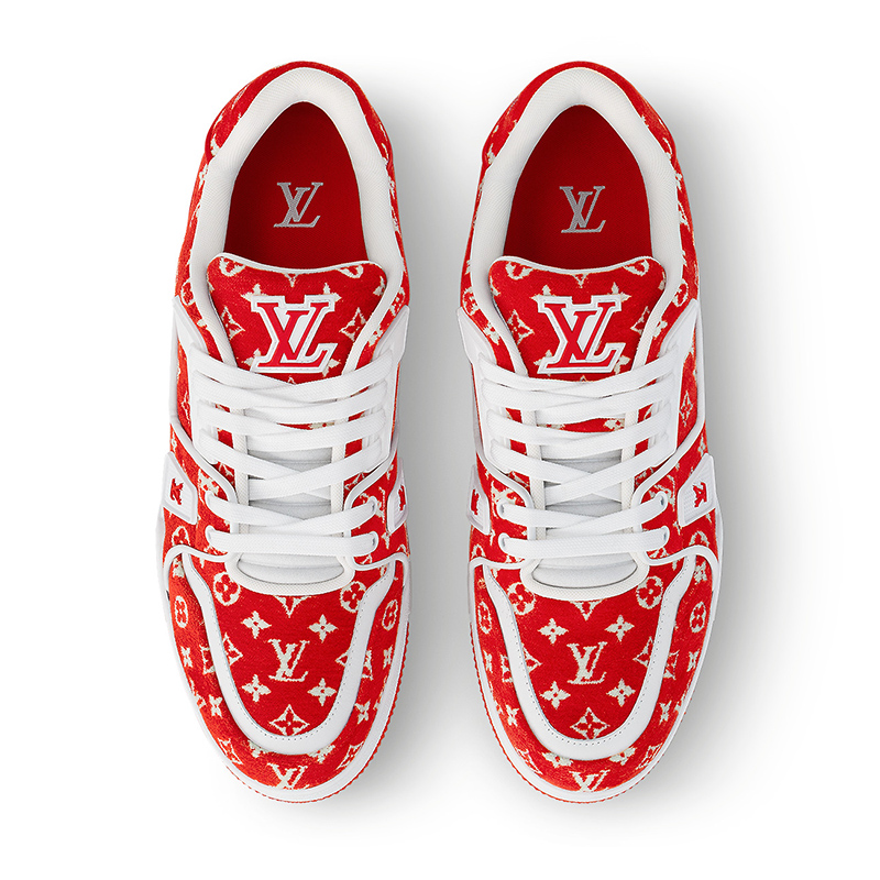 l0*is V*t0n trainer red monogram textile