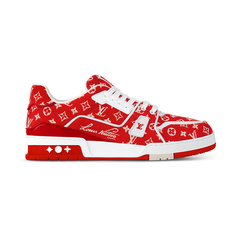 l0*is V*t0n trainer red monogram textile