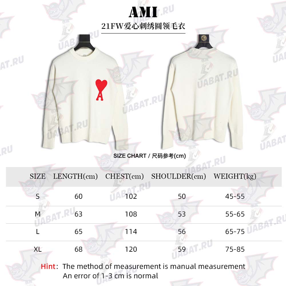 AMI PARIS 21FW love embroidered crew neck sweater