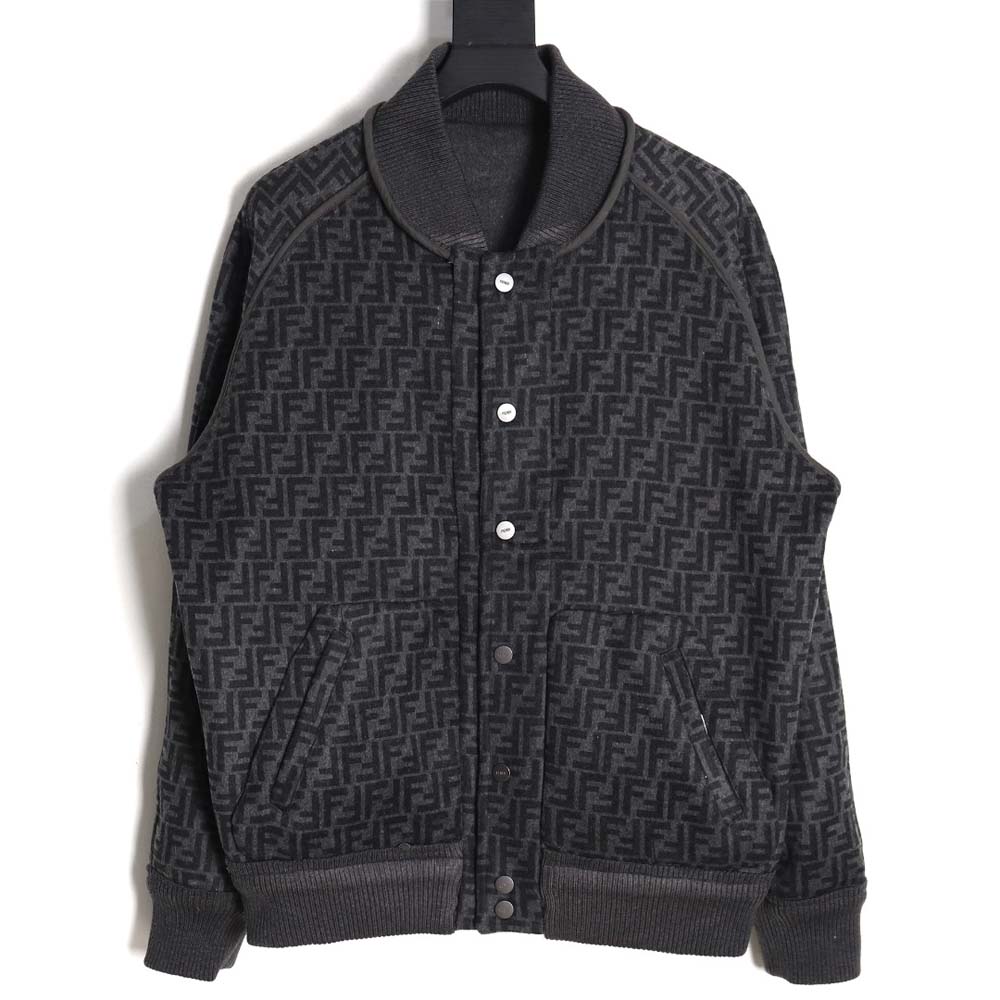 F**di F**di fd 22fw all-over jacquard ff double-sided wool bomber jacket