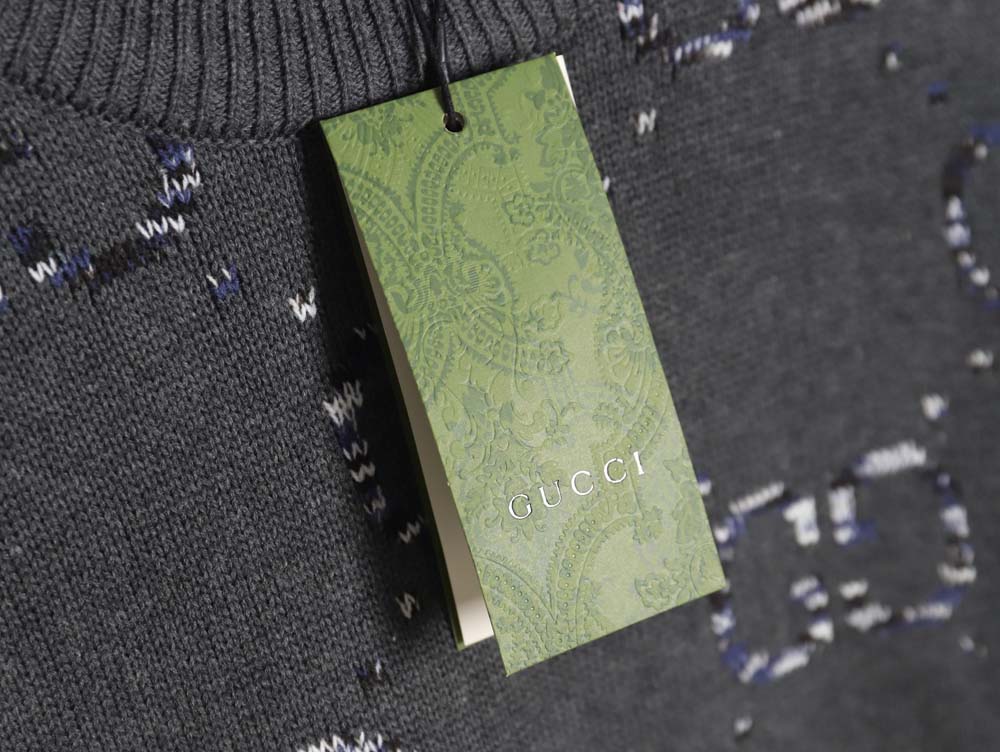 G*u*i 23f new gradient full-print double g jacquard casual crew neck sweater