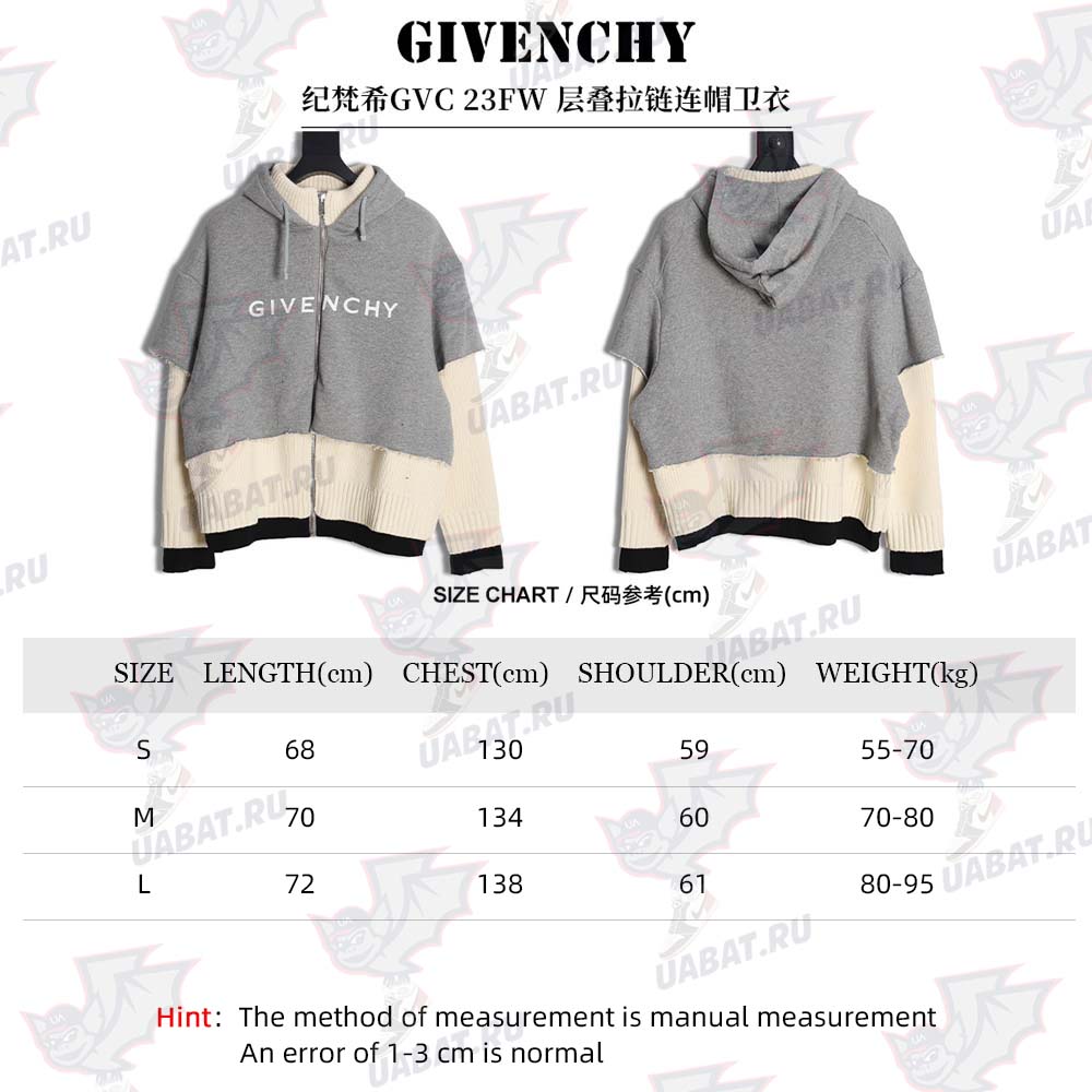 Givenchy GVC 23FW tiered zipper hooded sweatshirt