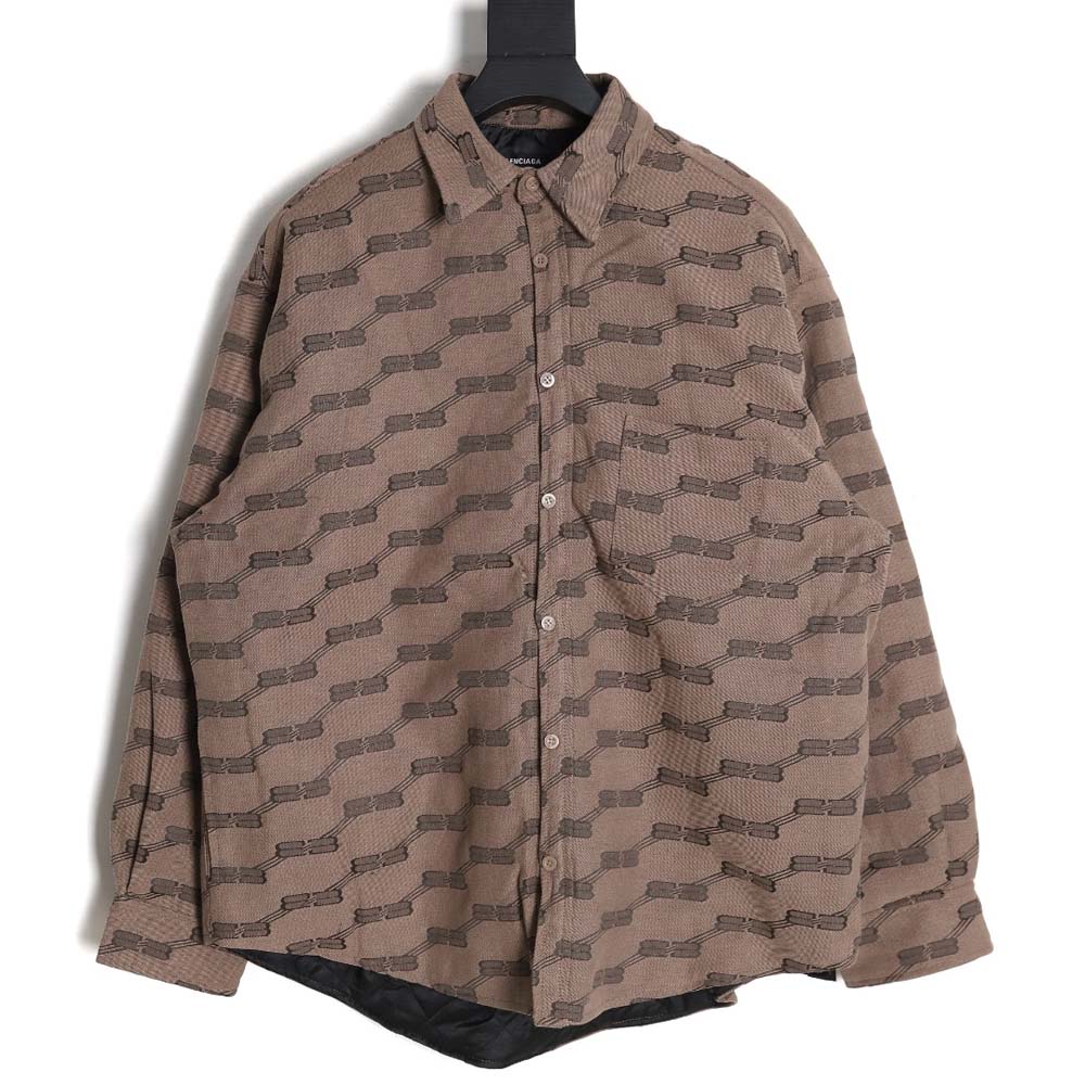 Ba*len*cia*ga blcg 23fw new standard double b lock jacquard lapel shirt cotton jacket