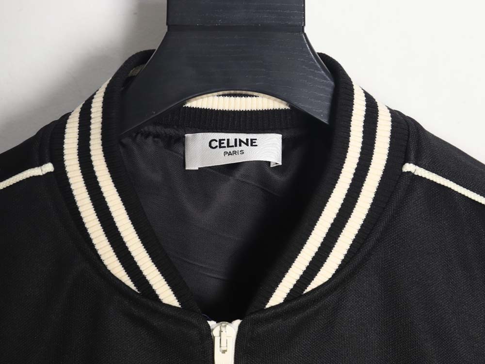 Ce**e ce 23fw arc de triomphe embroidered side white stripes baseball jacket