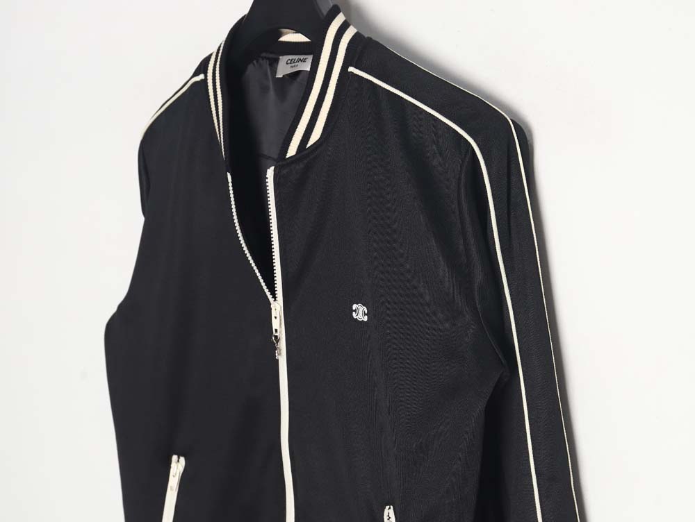 Ce**e ce 23fw arc de triomphe embroidered side white stripes baseball jacket