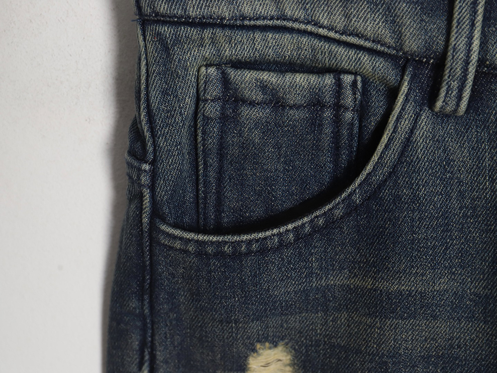 Ba*len*cia*ga double b embossed lightning wash distressed jeans