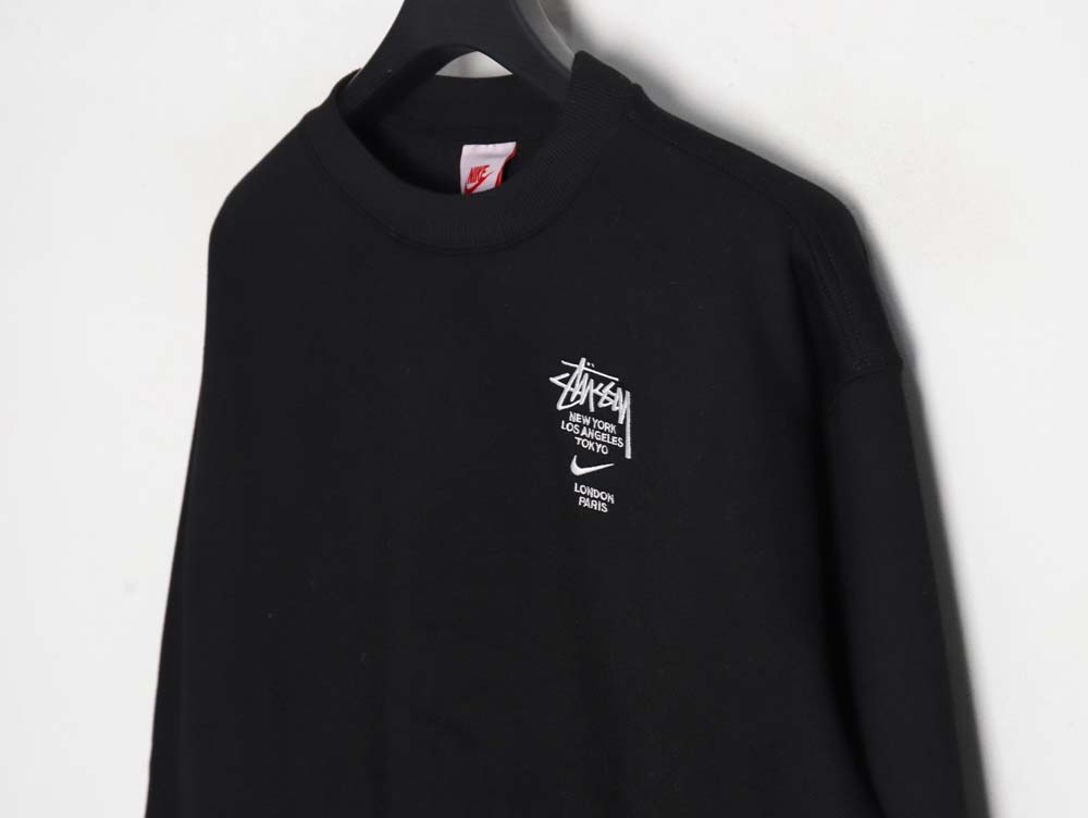 Nike x Stussy Nike Stussy joint 23SS solid color embroidered logo velvet sweatshirt_CM_1