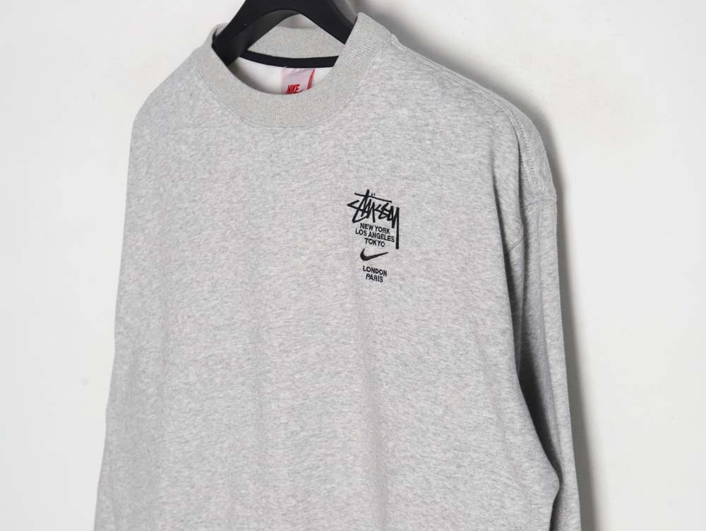 Nike x Stussy Nike Stussy joint 23SS solid color embroidered logo velvet sweatshirt