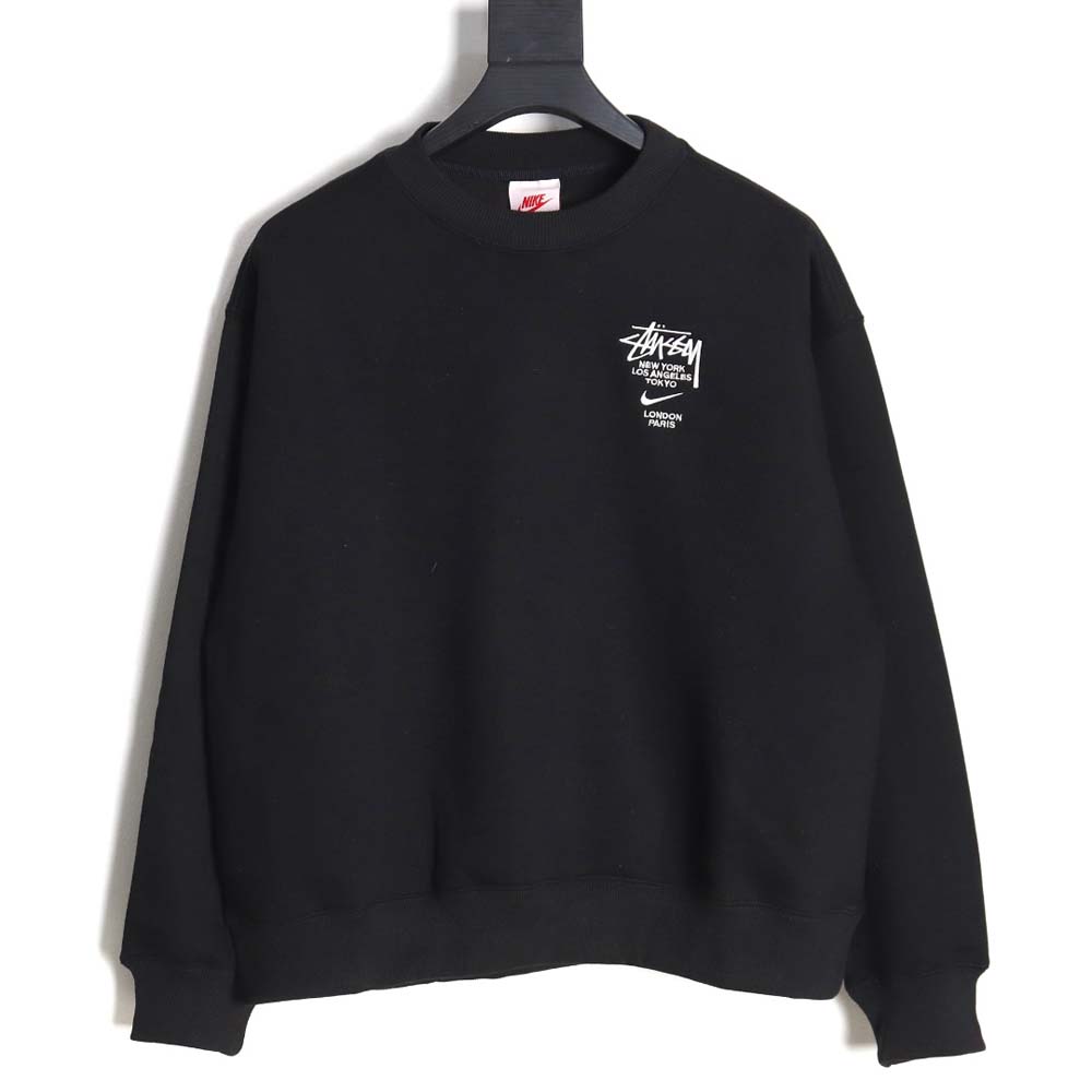 Nike x Stussy Nike Stussy joint 23SS solid color embroidered logo velvet sweatshirt_CM_1