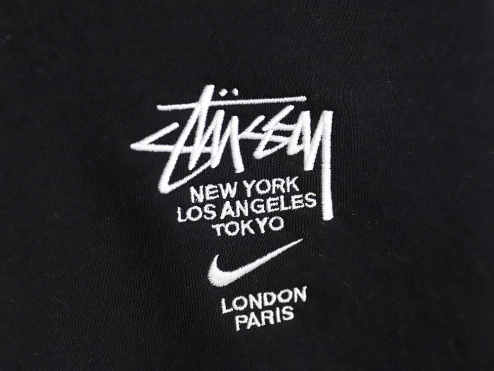 Nike x Stussy Nike Stussy joint 23SS solid color embroidered logo velvet sweatshirt_CM_1