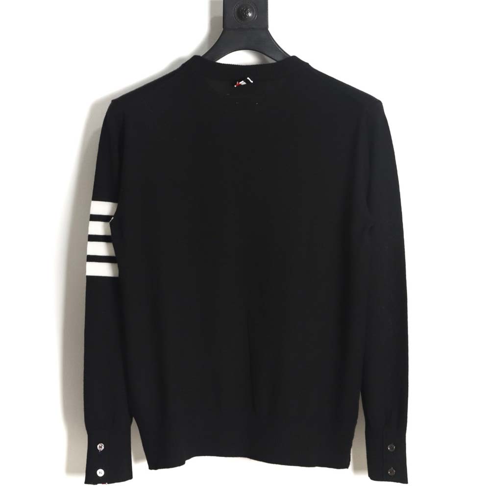 THOM BROWNE TB 23FW fine wool crew neck sweater (black)